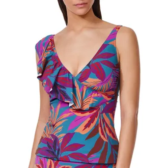 Gottex Plantopia Ruffle V Neck Surplice Tankini
