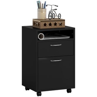 OEM Cajonera De Oficina M&oacute;vil Con Caj&oacute;n Y Armario Con Ruedas Soporte De Impresora Para Estudio 40x35x60 Cm Negro