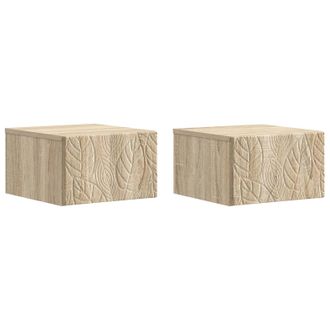 vidaXL Mesita De Noche De Pared 2 Pcs Roble Sonoma 49 X 34,5 X 20 Cm Vidaxl