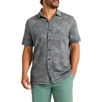 Tommy Bahama Costa Wave Twilight Canopy Seersucker Stripe IslandZone Short Sleeve Button-Up Shirt in Night Cap at Nordstrom, Size X-Large