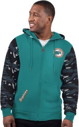 Starter Mens Starter Aqua Miami Dolphins Thursday Night Gridiron Vintage Logo Full-Zip Hoodie at Nordstrom, Size Large
