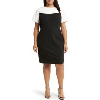 Maggy London Colorblock Sheath Dress in Black at Nordstrom Rack, Size 18W