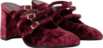 Carel Velvet Block Heel Pump - Red
