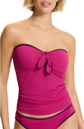 Tommy Bahama Island Cays Cabbana Piqu&eacute; UPF 50+ Tankini Top in Hibiscus Pop at Nordstrom, Size X-Small