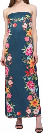 Fate Botanical Strapless Maxi Dress In Navy
