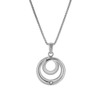 LuvMyJewelry Calira Sterling Silver 0.01 Ct Diamond Circle Pendant