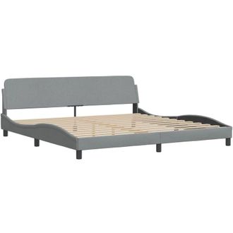 vidaXL Cama Sin Colch&oacute;n Tela Gris Claro 200x200 Cm Vidaxl