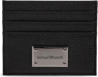 Emporio Armani Lederen Kaarthouder - Heren - Portefeuilles - Zwart - ONE Size - Leer - Accessoires