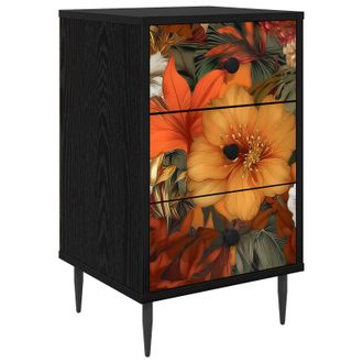 vidaXL Mesa De Noche Gennep Roble Negro 36 X 33 X 61 Cm Vidaxl