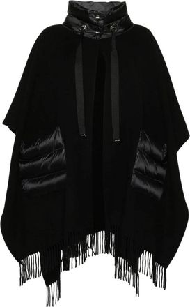 Herno Zwarte dameskleding Aw 25 - Dames - Ponchos - Zwart - ONE Size - Katoen - Jassen