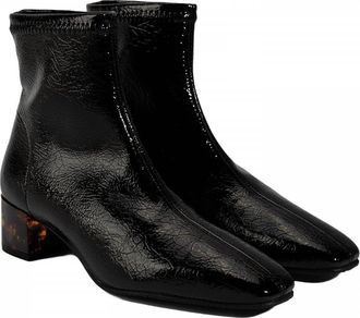 Desa Woman Ankle Boots - Faux Leather Upper, Block Heel, Pointed Toe, Breathable | Black - 38