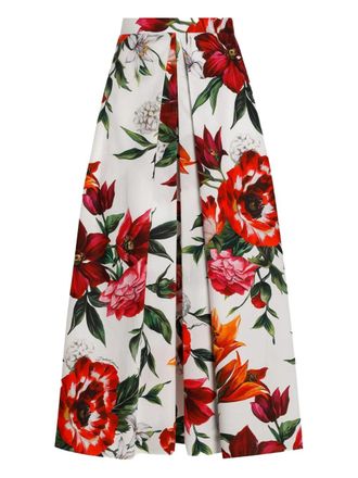Dolce & Gabbana Gonna Midi Con Stampa A Fiori-Donna