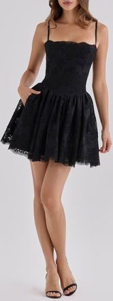 House of CB Chloe Broderie Anglaise Minidress in Black at Nordstrom, Size X-Large