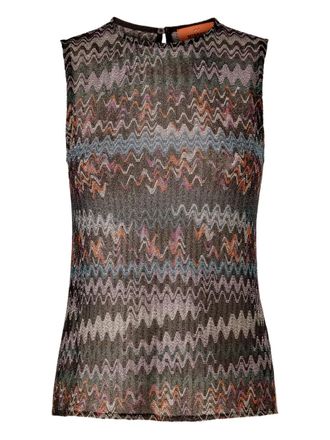 Missoni sleeveless top - women - Rayon/Metallised Fibres - 42 - Brown