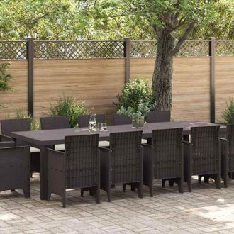 vidaXL Vidaxl - Conjunto De Comedor De Jard&iacute;n Con Coj&iacute;n 13 Pcs Marr&oacute;n Rat&aacute;n