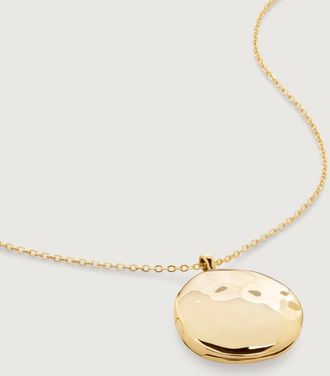 Monica Vinader Gold MV Siren Round Locket Necklace