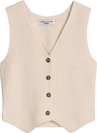 Marc O'Polo Denim Strickweste MARC OPOLO DENIM, Damen, Gr. XL, creamy wei&szlig;, Strick, Obermaterial: 100% Baumwolle, regular fit normal, V-Ausschnitt, Westen Strickweste, 