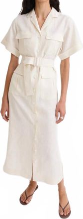 Matthew Bruch Safari Midi Dress In Cream Linen