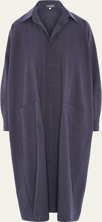 Eskandar Wool Stretch Angle-to-Front Side-Seam Shirtdress