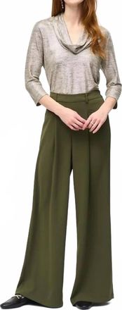 Joseph Ribkoff Fana Foiled Knit Cowl Collar Top In Beige And Gold