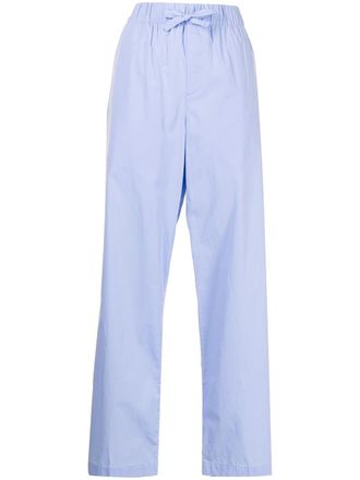 Tekla Popeline pyjamabroek met trekkoord - Blauw