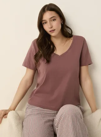 Miiyu Womens Soothing colour V-neck T-shirt