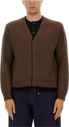 J.W.Anderson Contrast Gelaagde Cardigan - Heren - Vesten - Bruin - L - Wol - Truien & Vesten