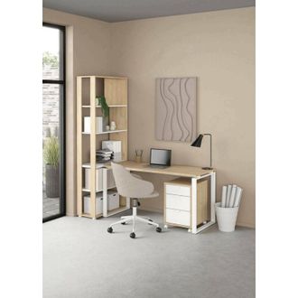 Dmora Escritorio Severine, Escritorio Multiusos, Mesa De Oficina Para Pc, El Plan De Trabajo, 184x80 H205 Cm, Roble Y Blanco - Dmora