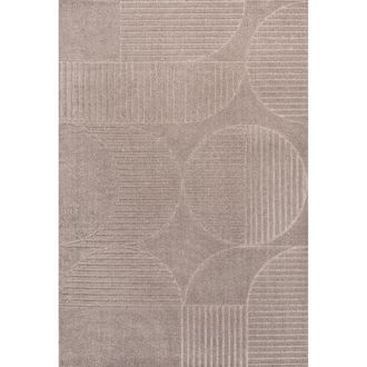 Jonathan Y Designs Nordby High-Low Geometric Arch Scandi Striped Indoor/Outdoor Area Rug in Taupe/beige at Nordstrom, Size 2Ft 0In X 8Ft 0In