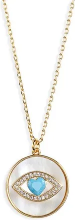 Kate Spade New York lucky charm evil eye pendant necklace in Cream/gold at Nordstrom