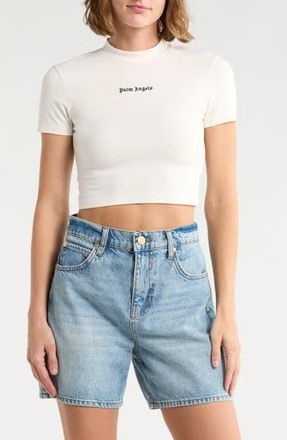Palm Angels Logo Crop Graphic T-Shirt in White Black at Nordstrom Rack, Size X-Small