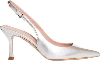 Ninalilou Zilveren Slingback Hakken Sandalen - Dames - Pumps - Grijs - 36 EU - Leer - Schoenen