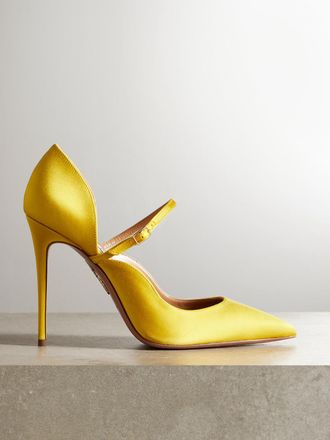 Aquazzura Décolleté Mary Jane In Raso Bellezza 105 - Giallo