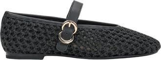Frau Woven Ballet Flats with Leather Trim and Gold Buckle - female - Frau - Ballerina Shoes - Black - 5 UK - Shoes
