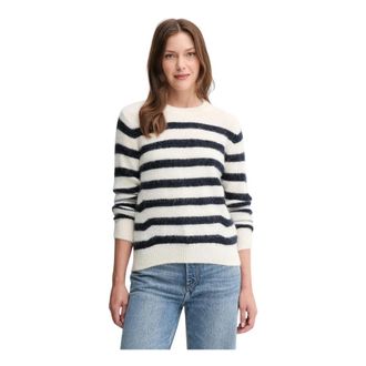 Mos Mosh Thora Stripe Crewneck Knit - Dames - Ronde hals truien - Beige - S - Wol - Truien & Vesten