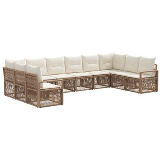 vidaXL Conjunto De Sof&aacute;s De Jard&iacute;n 10 Pcs Beige Rat&aacute;n Sint&eacute;tico Vidaxl