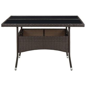 Berkfield Home Outdoor Dining Table Brown Poly Rattan & Glass