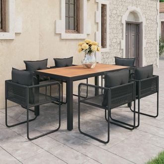 vidaXL Set De Comedor De Jard&iacute;n De 7 Piezas Pvc Rat&aacute;n Negro Y Marr&oacute;n Vidaxl