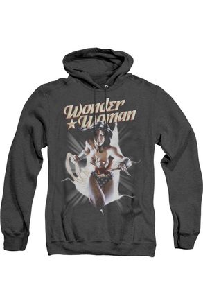 Gildan Justice League of America Wonder Woman Break Out Adult Heather Hoodie / Hooded Sweatshirt