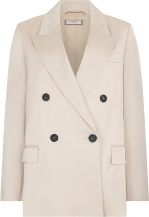 PESERICO Viscose Blend Double-Breasted Blazer - Dames - Blazers - Beige - M - Wol - Jassen