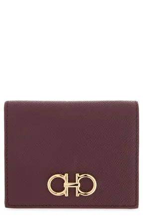 Ferragamo Gancini Leather French Wallet in Plum at Nordstrom