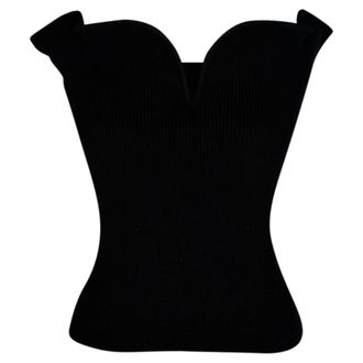Galvan London Sweetheart Neckline Top in Black Viscose