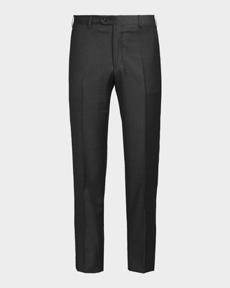 Giorgio Armani Men & apos;s Solid Wool Flat-Front Trousers