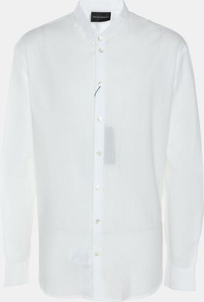 Emporio Armani White Textured Cotton Button Front Shirt