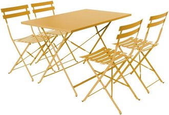 Sweeek 4-seater folding metal bistro garden table, yellow ochre 110x70x71 cm - Emilia