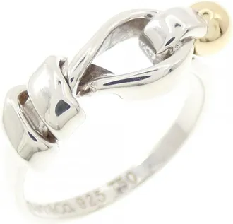 Tiffany & Co. Silver Yellow Gold Yellow Gold (18K) Silver 925 Band Ring (Pre-Owned)