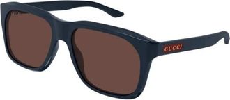 Gucci Zonnebrillen - Heren - Zonnebrillen - Blauw - 55 MM - Nylon - Accessoires