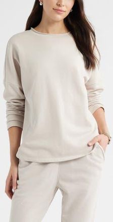Caslon Roll Crewneck Terry Sweatshirt in Beige Morn at Nordstrom Rack, Size X-Large