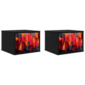 vidaXL Mesita De Noche De Pared Heesch 2 Uds. Roble Negro Vidaxl