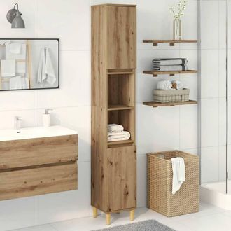 Berkfield Home Durable Bathroom Cabinet Artisan Oak 30x30x190 cm Engineered Wood in Brown | Size: 30 x 30 x 190 cm